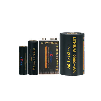 1.5V Batería recargable de iones de litio USB de 6000 mwh a 9000 mwh